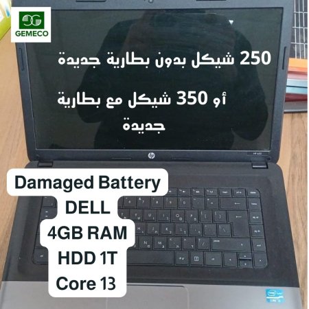 Dell 4GB RAM Core I3 1T HDD Damaged Battery
